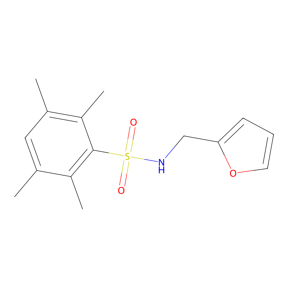 N-(furan-2-ylmethyl)-2,3,5,6-tetramethylbenzenesulfonamide molecular structure, CAS 496013-65-1