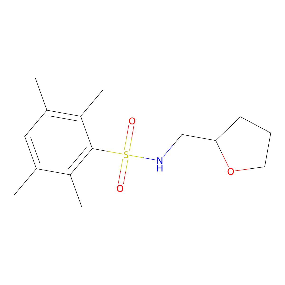 2,3,5,6-tetramethyl-N-(oxolan-2-ylmethyl)benzenesulfonamide molecular structure, CAS 496013-66-2