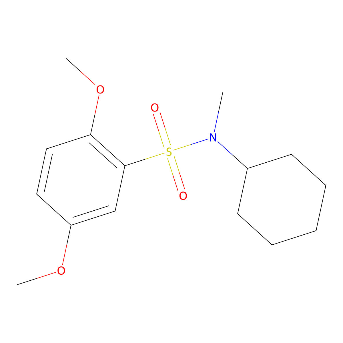N-cyclohexyl-2,5-dimethoxy-N-methylbenzenesulfonamide molecular structure, CAS 496013-75-3