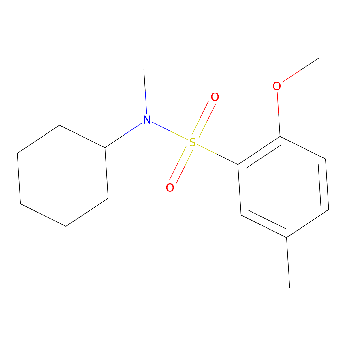 N-cyclohexyl-2-methoxy-N,5-dimethylbenzenesulfonamide molecular structure, CAS 496013-76-4