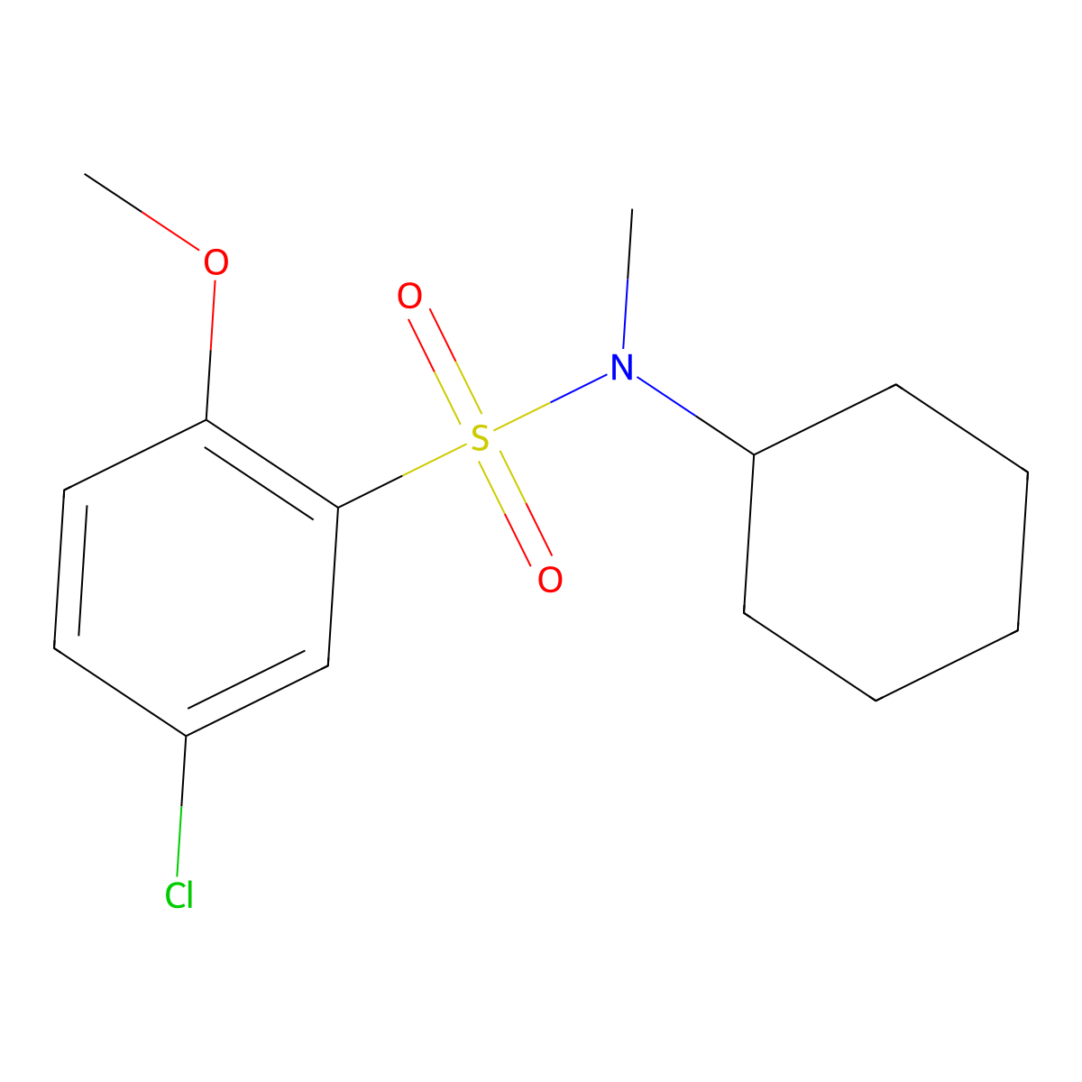 5-chloro-N-cyclohexyl-2-methoxy-N-methylbenzenesulfonamide molecular structure, CAS 496013-77-5