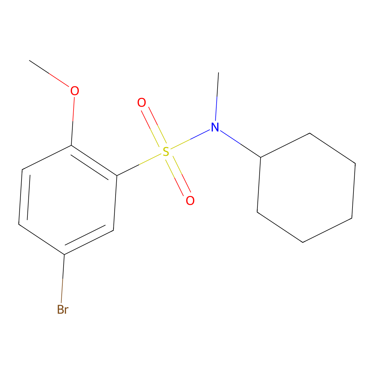 5-bromo-N-cyclohexyl-2-methoxy-N-methylbenzenesulfonamide molecular structure, CAS 496013-78-6