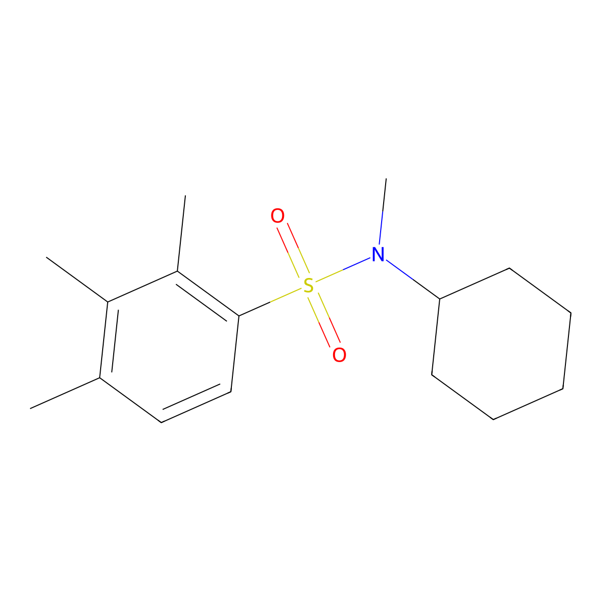N-cyclohexyl-N,2,3,4-tetramethylbenzenesulfonamide molecular structure, CAS 496013-85-5