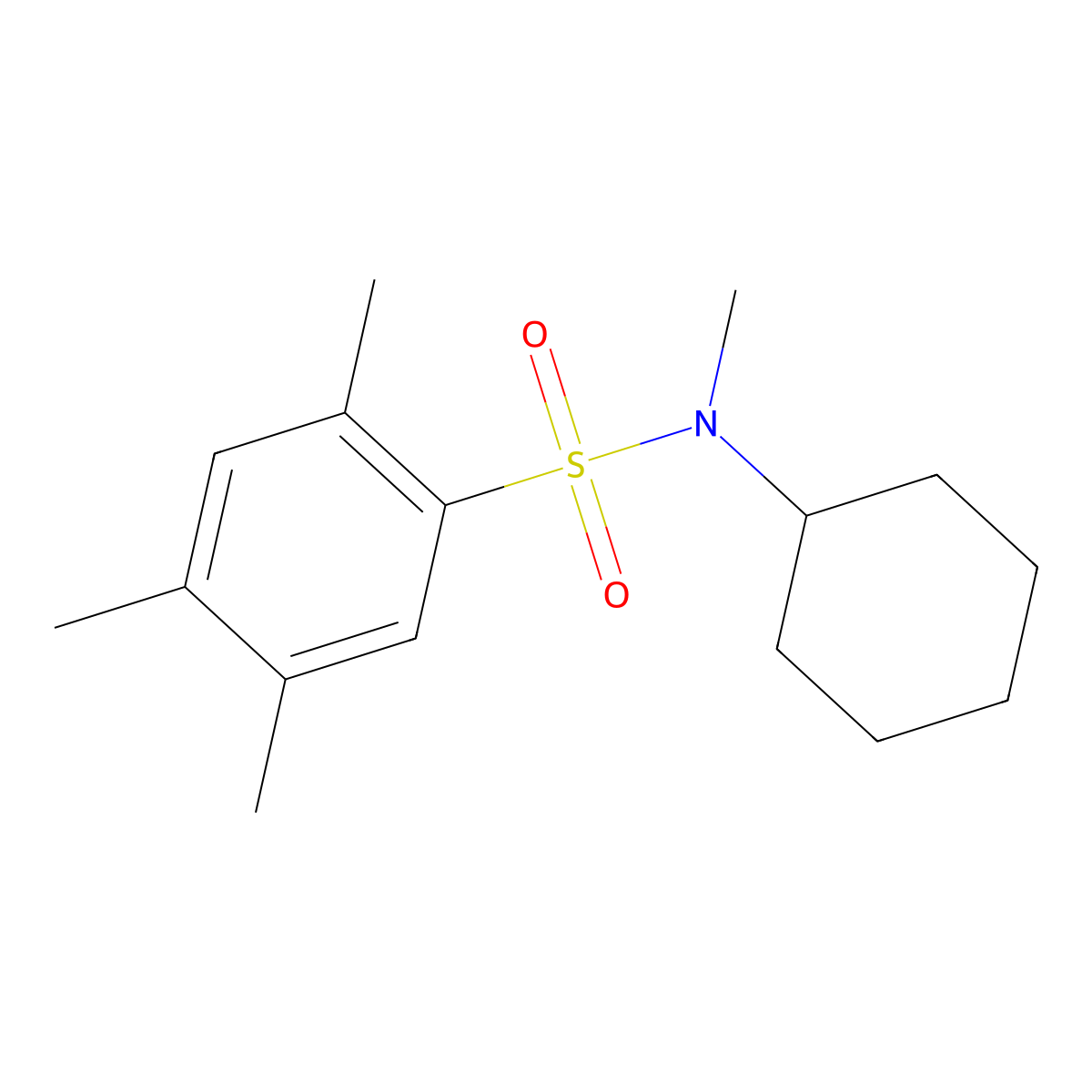 N-cyclohexyl-N,2,4,5-tetramethylbenzenesulfonamide molecular structure, CAS 496013-86-6