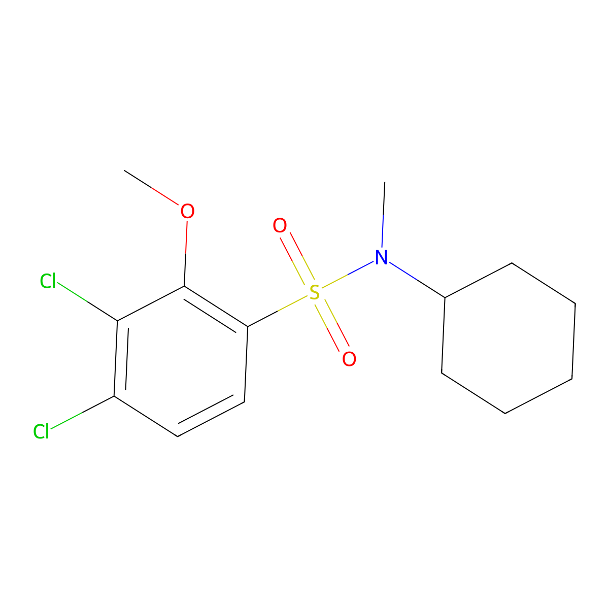 3,4-dichloro-N-cyclohexyl-2-methoxy-N-methylbenzenesulfonamide molecular structure, CAS 496013-88-8
