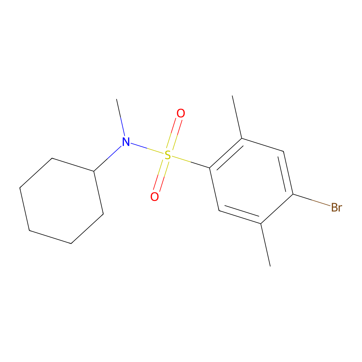 4-bromo-N-cyclohexyl-N,2,5-trimethylbenzene-1-sulfonamide molecular structure, CAS 496013-89-9