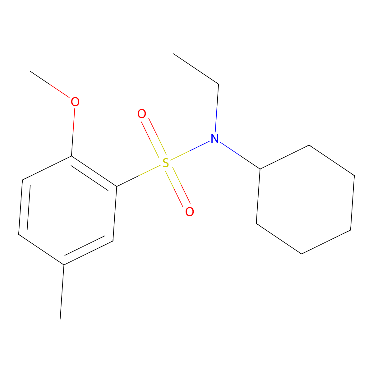 N-cyclohexyl-N-ethyl-2-methoxy-5-methylbenzenesulfonamide molecular structure, CAS 496013-94-6