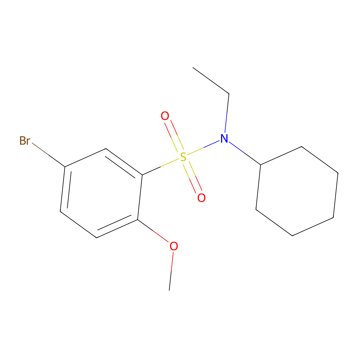 5-bromo-N-cyclohexyl-N-ethyl-2-methoxybenzenesulfonamide molecular structure, CAS 496013-96-8