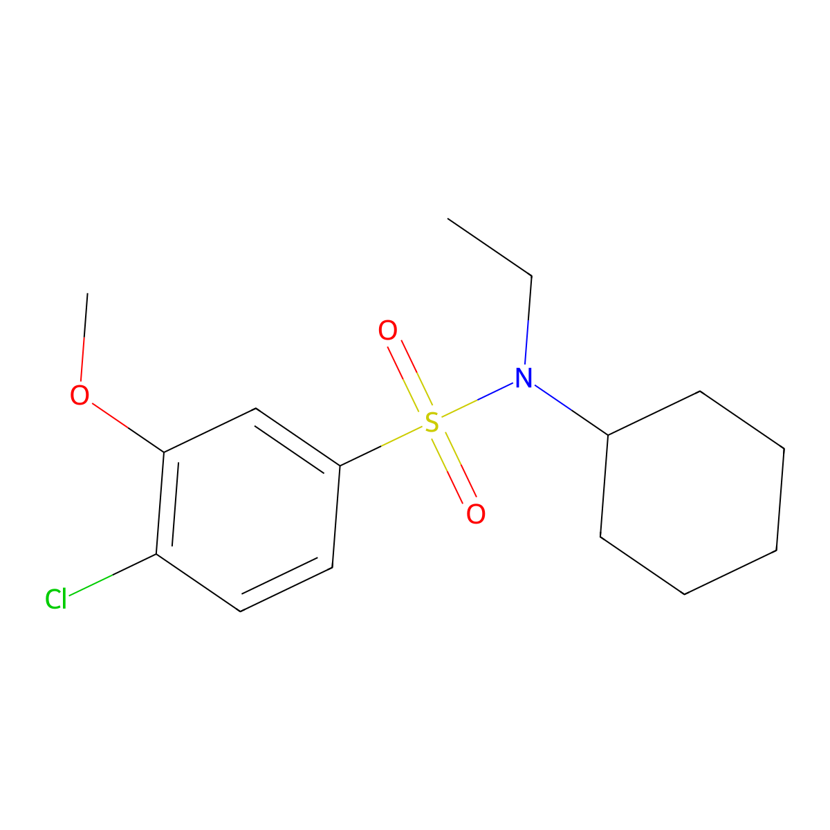 4-chloro-N-cyclohexyl-N-ethyl-3-methoxybenzenesulfonamide molecular structure, CAS 496014-01-8