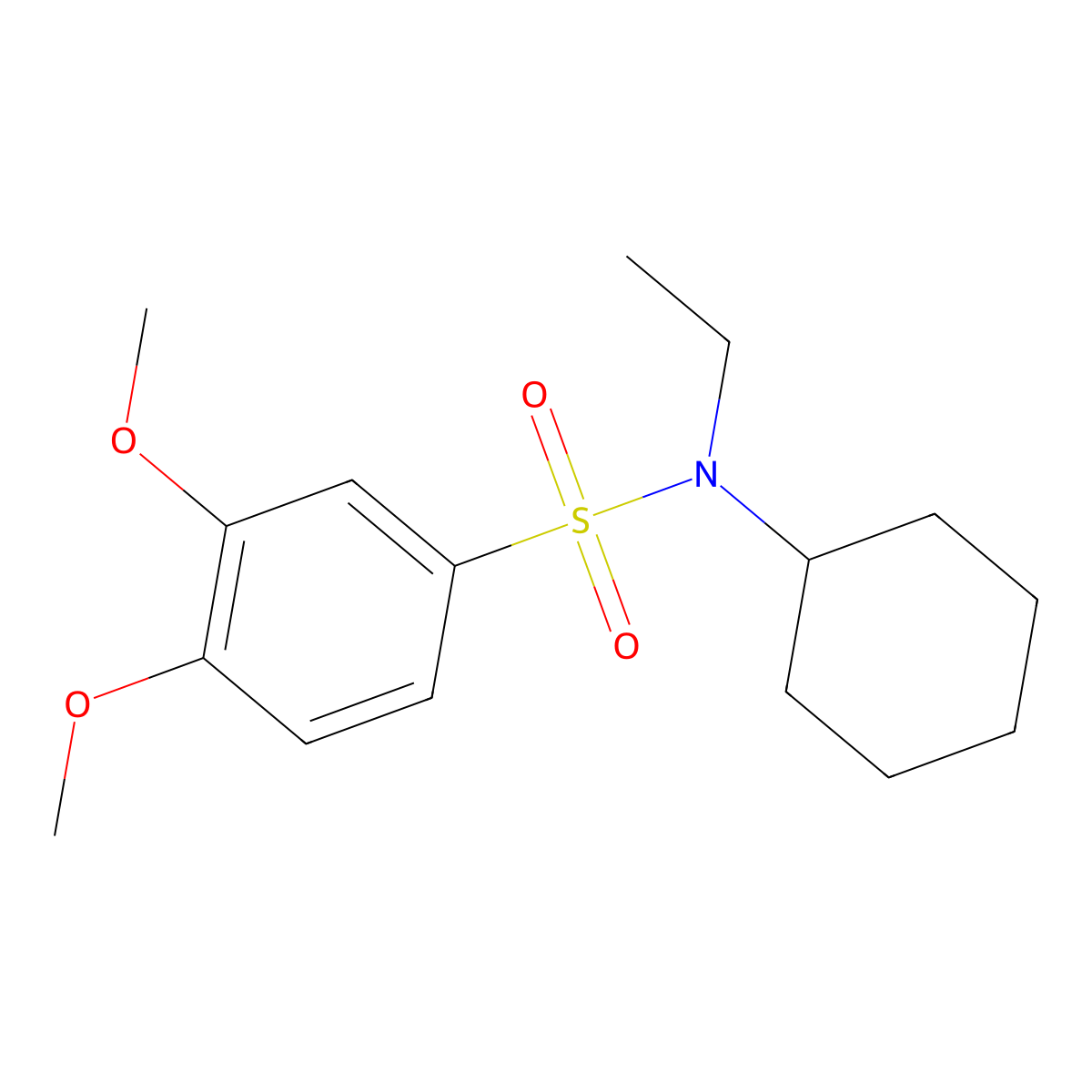 N-cyclohexyl-N-ethyl-3,4-dimethoxybenzenesulfonamide molecular structure, CAS 496014-02-9