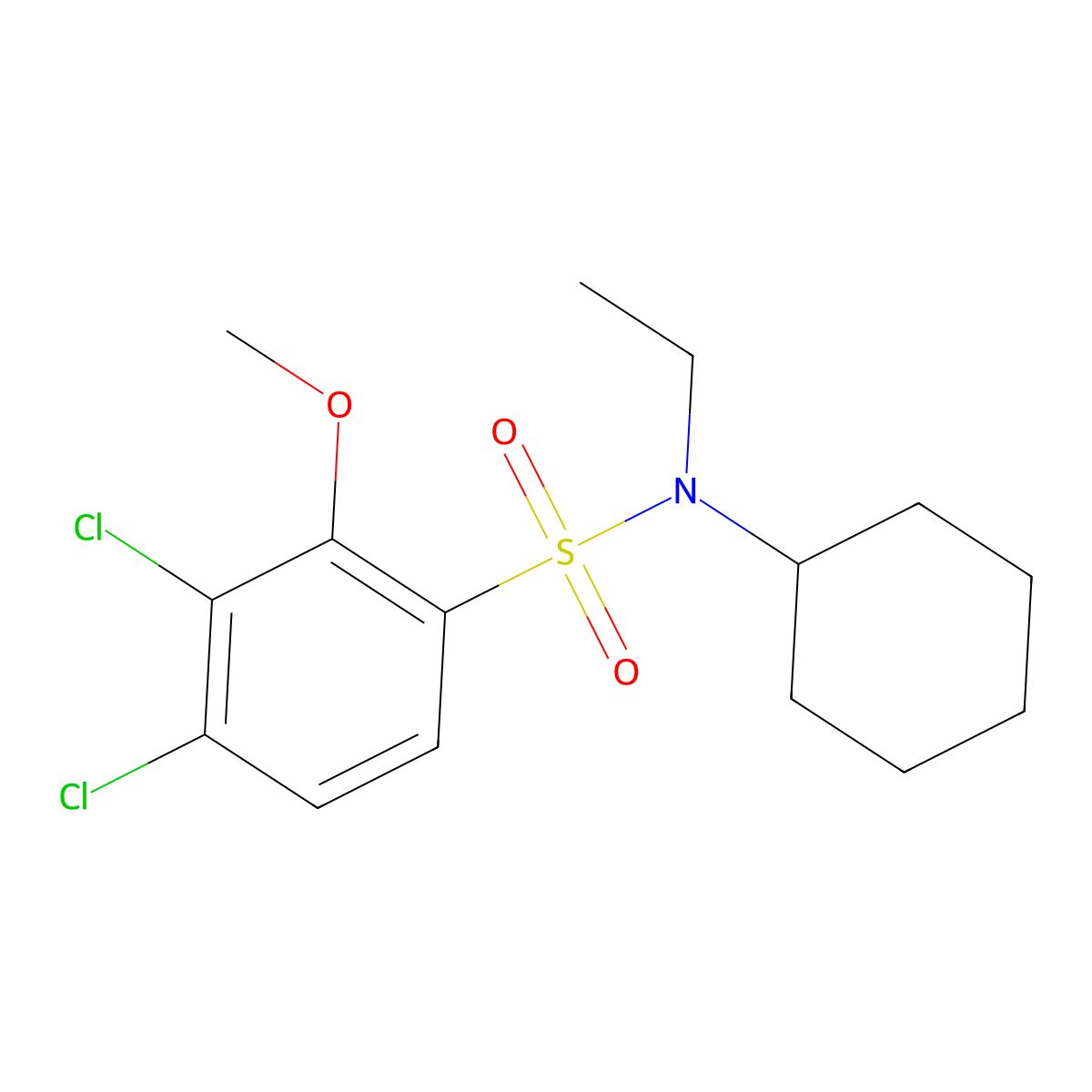 3,4-dichloro-N-cyclohexyl-N-ethyl-2-methoxybenzenesulfonamide molecular structure, CAS 496014-06-3