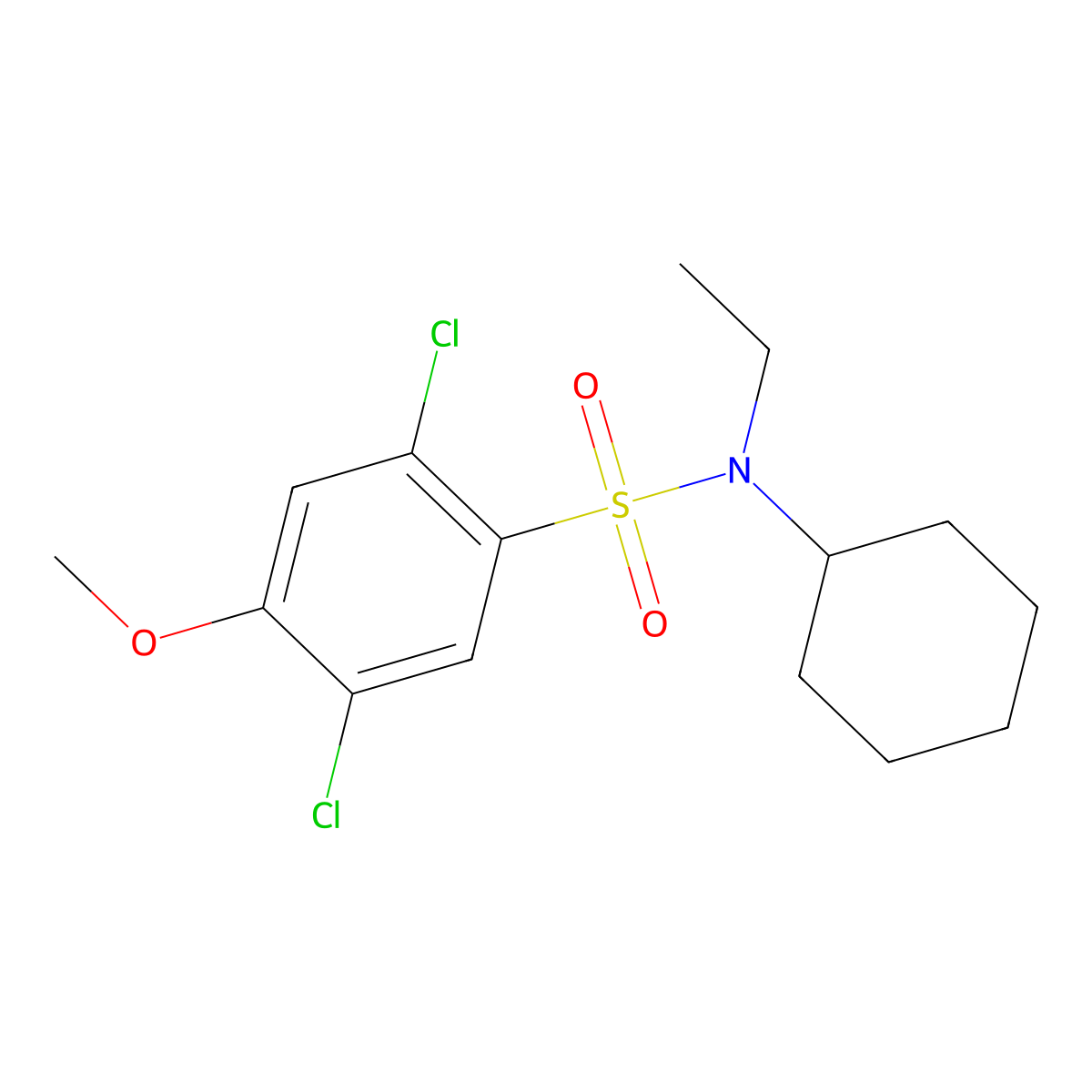 2,5-dichloro-N-cyclohexyl-N-ethyl-4-methoxybenzenesulfonamide molecular structure, CAS 496014-08-5