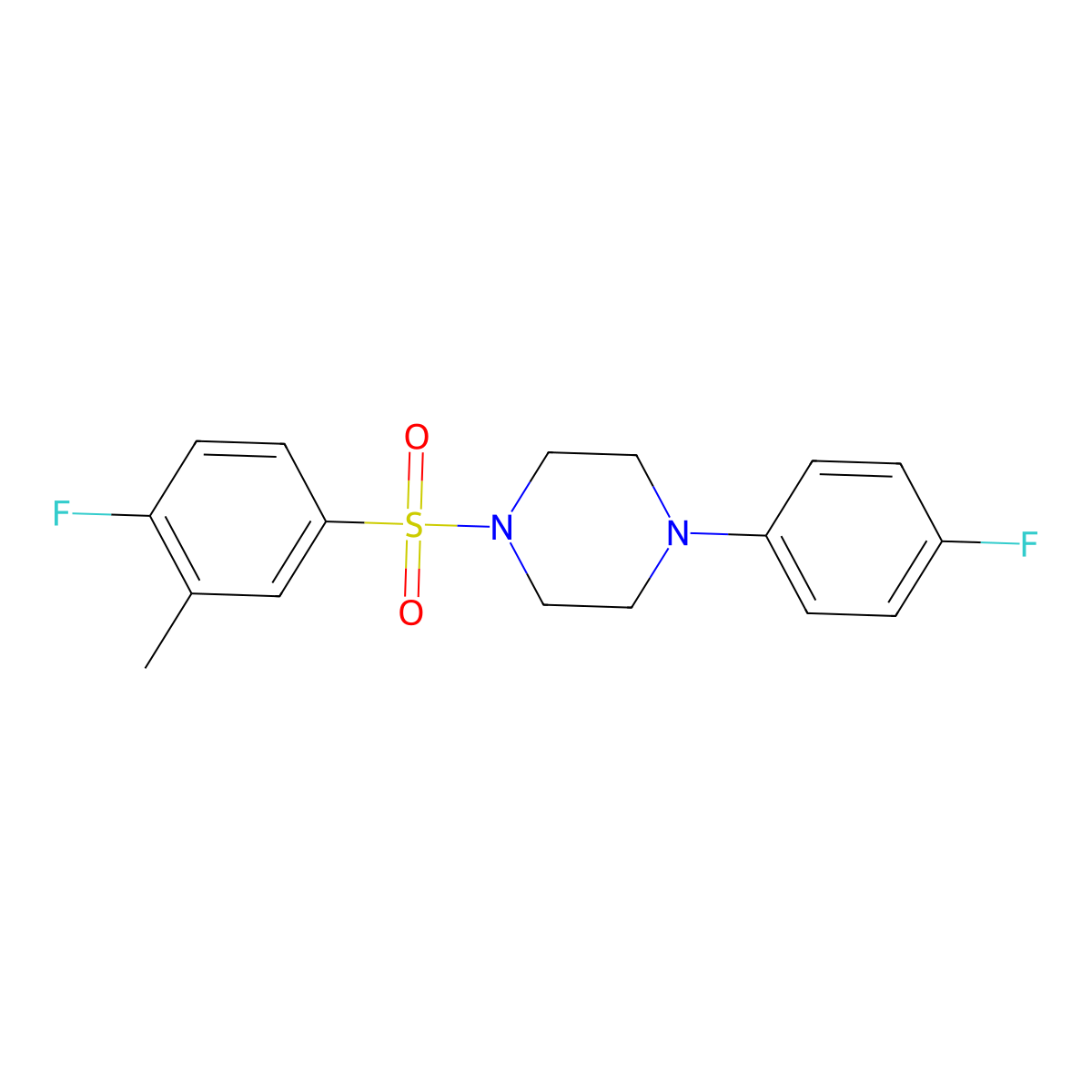 1-(4-Fluoro-3-methylbenzenesulfonyl)-4-(4-fluorophenyl)piperazine molecular structure, CAS 496014-16-5
