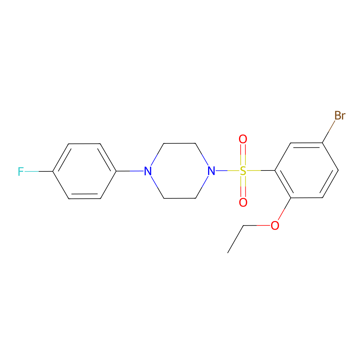 1-(5-Bromo-2-ethoxybenzenesulfonyl)-4-(4-fluorophenyl)piperazine molecular structure, CAS 496014-19-8