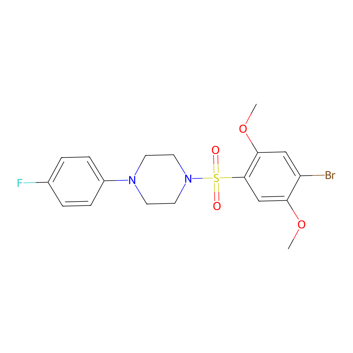1-[(4-Bromo-2,5-dimethoxyphenyl)sulfonyl]-4-(4-fluorophenyl)piperazine molecular structure, CAS 496014-20-1