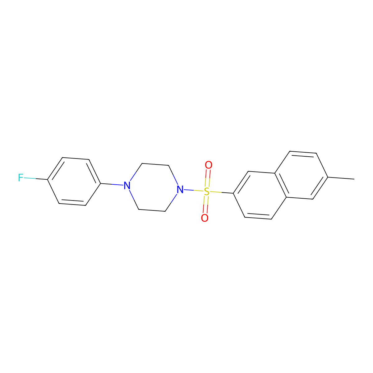 1-(4-Fluorophenyl)-4-[(6-methylnaphthalen-2-yl)sulfonyl]piperazine molecular structure, CAS 496014-22-3