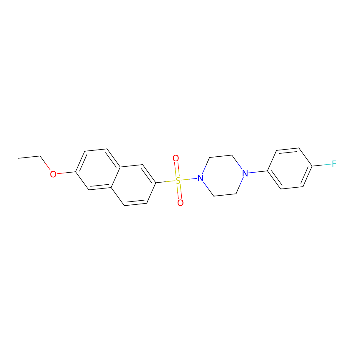 1-(6-Ethoxynaphthalen-2-yl)sulfonyl-4-(4-fluorophenyl)piperazine molecular structure, CAS 496014-23-4