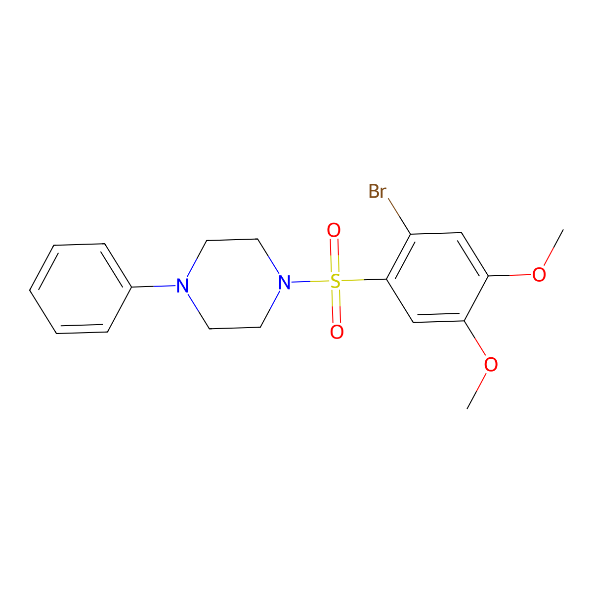 1-(2-Bromo-4,5-dimethoxybenzenesulfonyl)-4-phenylpiperazine molecular structure, CAS 496014-29-0