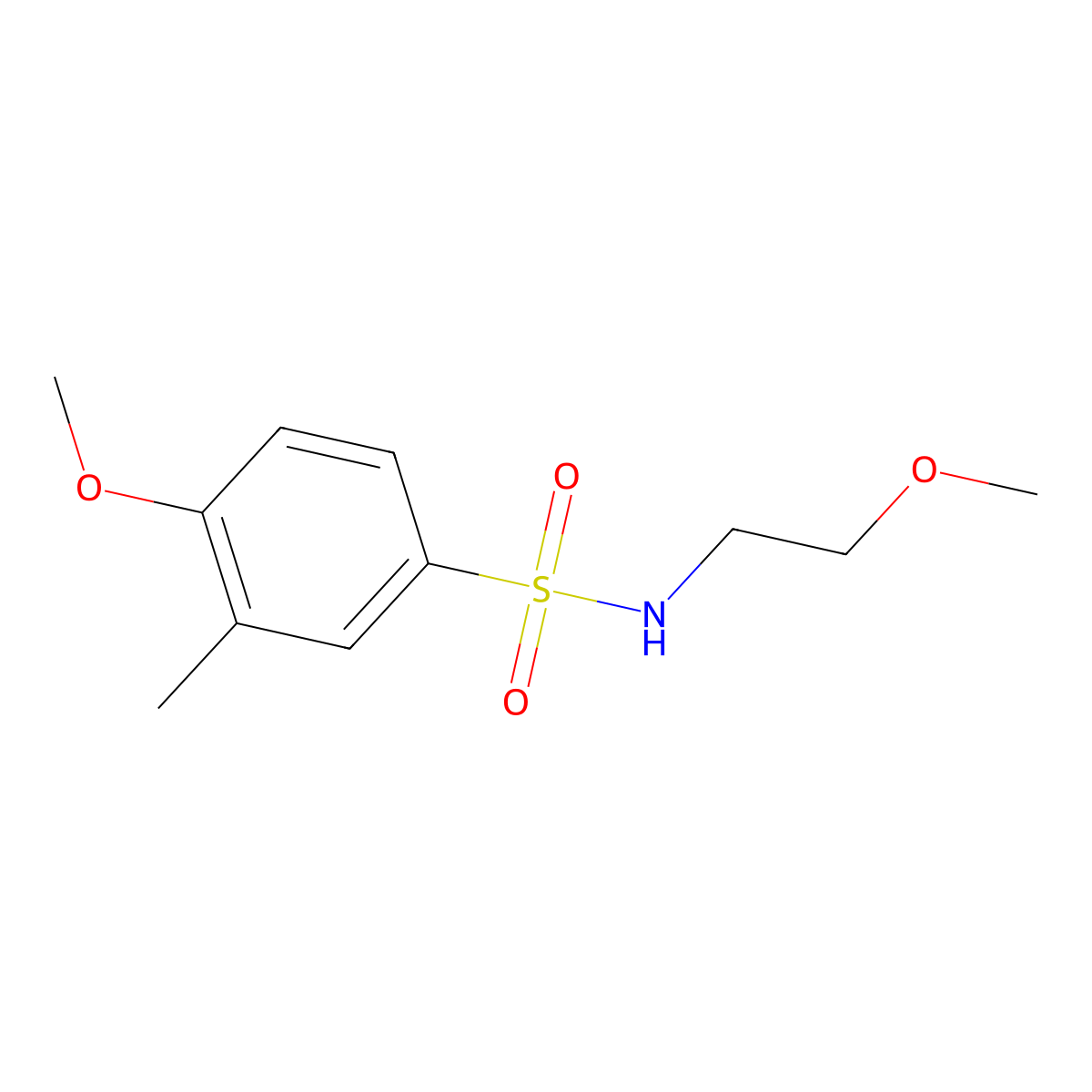 4-methoxy-N-(2-methoxyethyl)-3-methylbenzenesulfonamide molecular structure, CAS 496014-32-5
