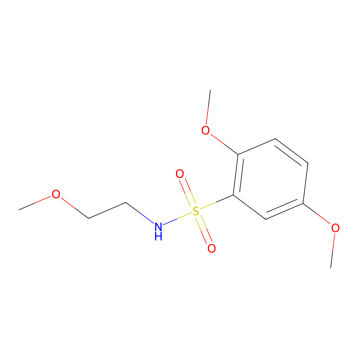 2,5-dimethoxy-N-(2-methoxyethyl)benzenesulfonamide molecular structure, CAS 496014-33-6