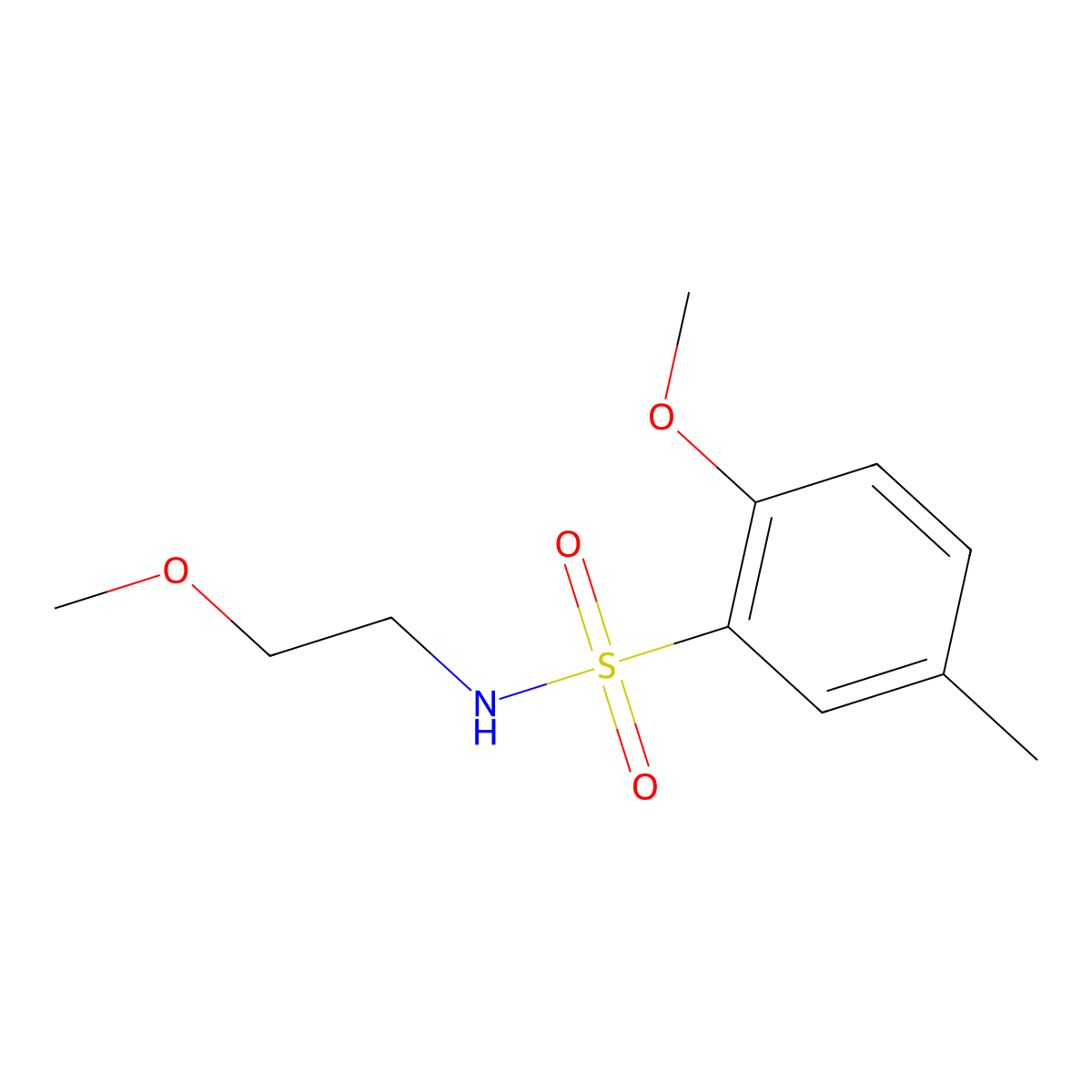2-methoxy-N-(2-methoxyethyl)-5-methylbenzenesulfonamide molecular structure, CAS 496014-34-7