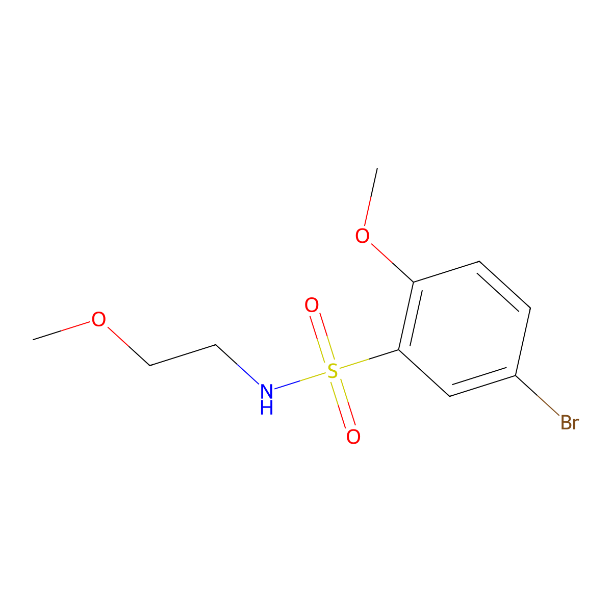 5-bromo-2-methoxy-N-(2-methoxyethyl)benzenesulfonamide molecular structure, CAS 496014-36-9