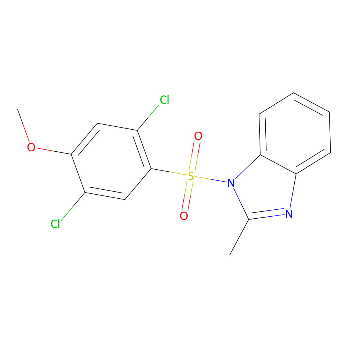1-(2,5-Dichloro-4-methoxyphenyl)sulfonyl-2-methylbenzimidazole molecular structure, CAS 496014-41-6