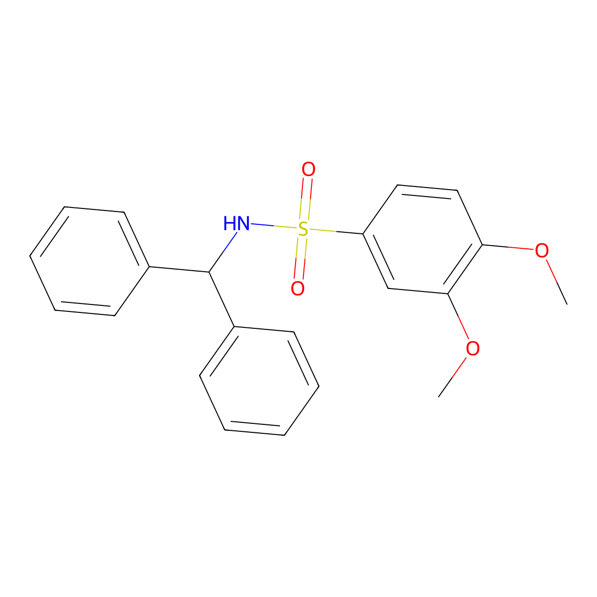 N-benzhydryl-3,4-dimethoxybenzenesulfonamide molecular structure, CAS 496014-48-3