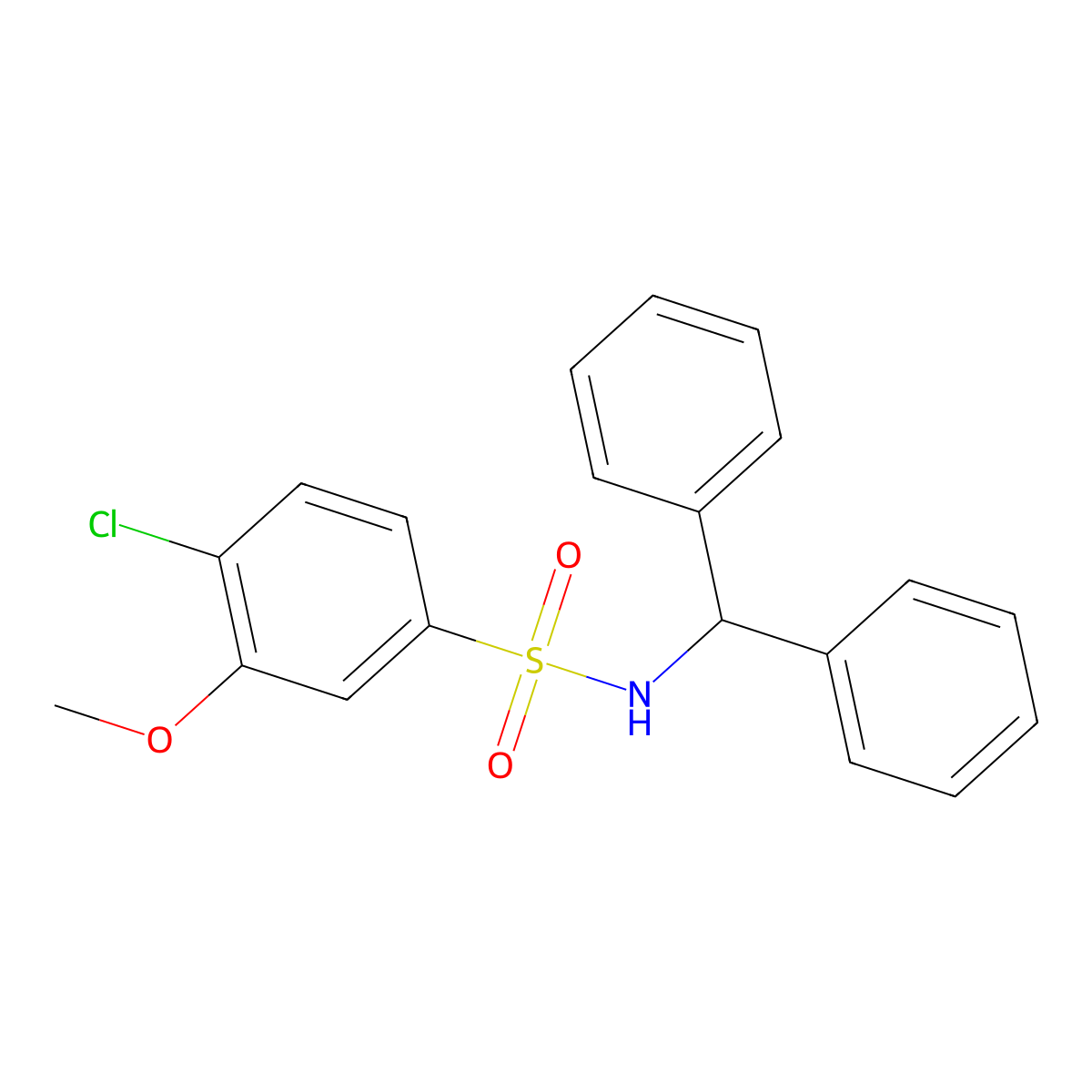 N-benzhydryl-4-chloro-3-methoxybenzenesulfonamide molecular structure, CAS 496014-51-8