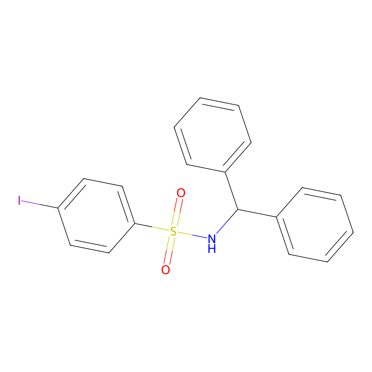 N-benzhydryl-4-iodobenzenesulfonamide molecular structure, CAS 496014-52-9