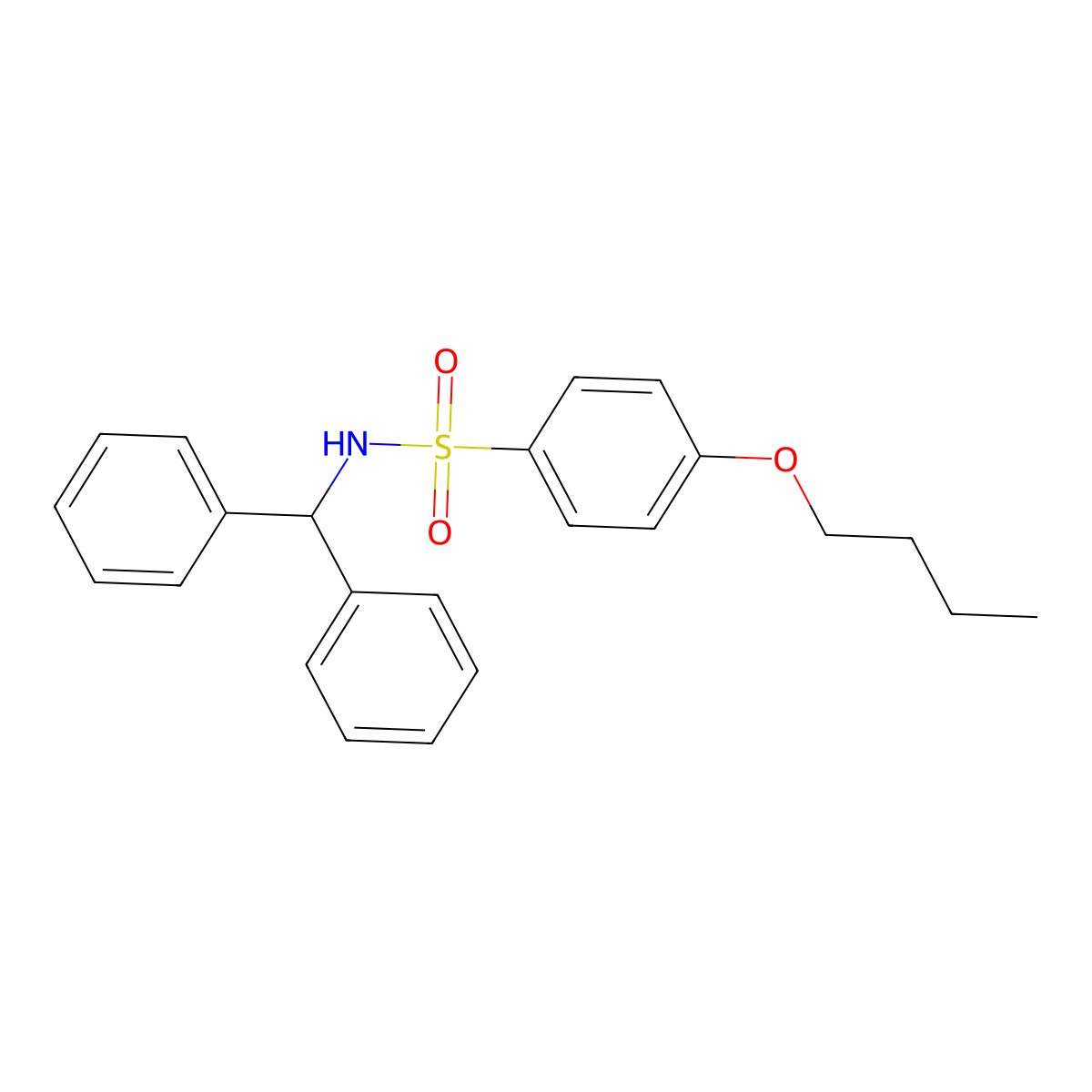 N-benzhydryl-4-butoxybenzenesulfonamide molecular structure, CAS 496014-53-0