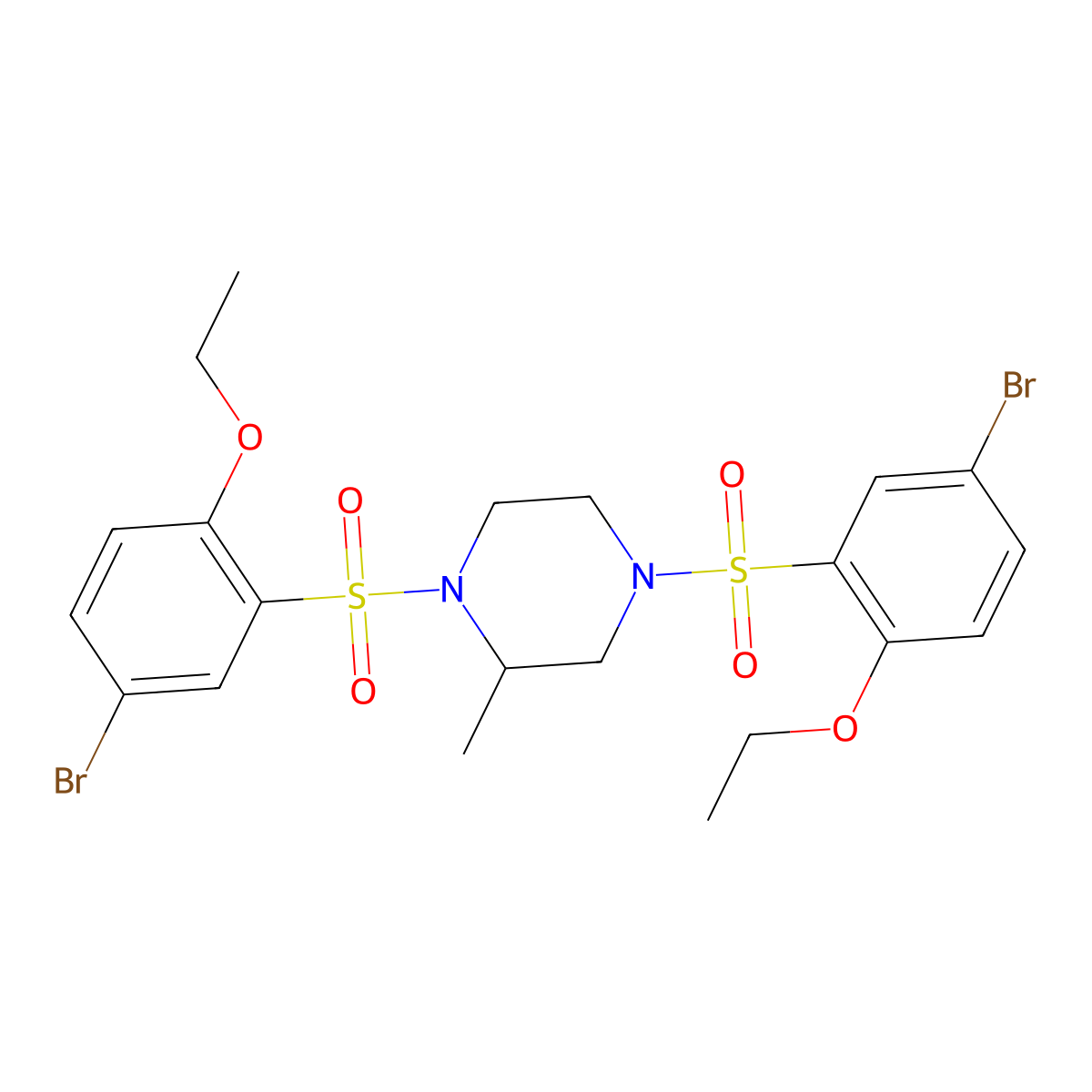 1,4-Bis(5-bromo-2-ethoxybenzenesulfonyl)-2-methylpiperazine molecular structure, CAS 496014-55-2