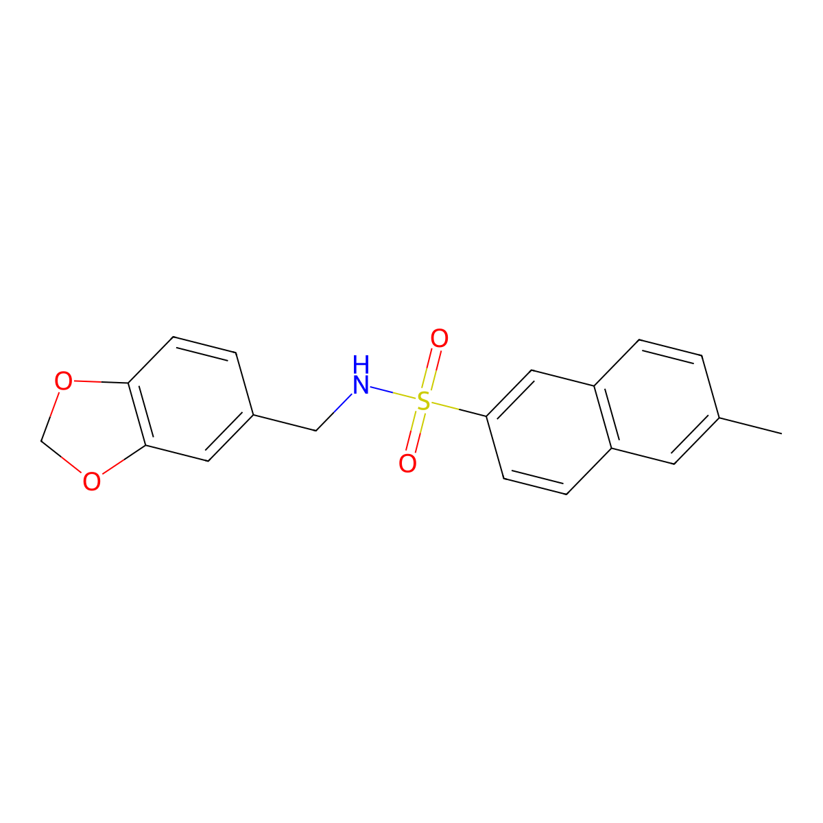 N-(1,3-benzodioxol-5-ylmethyl)-6-methyl-2-naphthalenesulfonamide molecular structure, CAS 496014-58-5