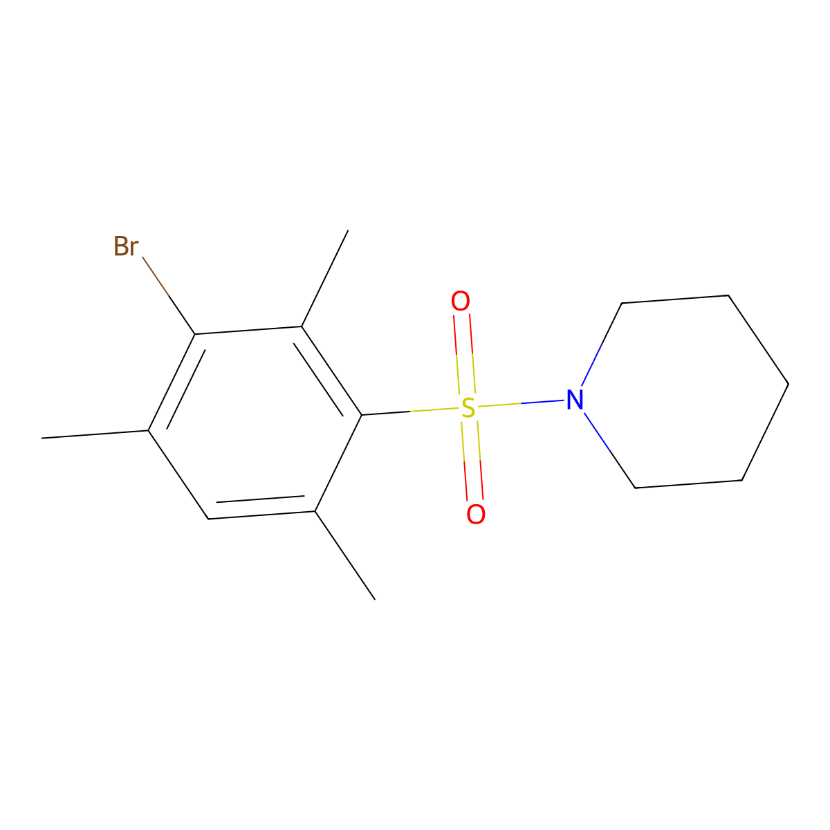 1-(3-Bromo-2,4,6-trimethylbenzenesulfonyl)piperidine molecular structure, CAS 496014-66-5