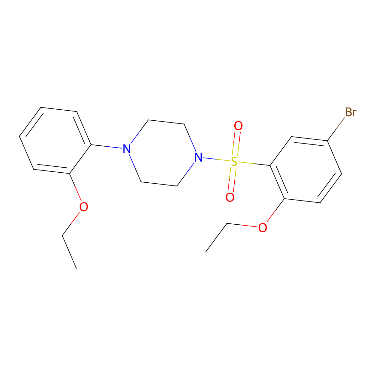 1-(5-Bromo-2-ethoxybenzenesulfonyl)-4-(2-ethoxyphenyl)piperazine molecular structure, CAS 496014-71-2