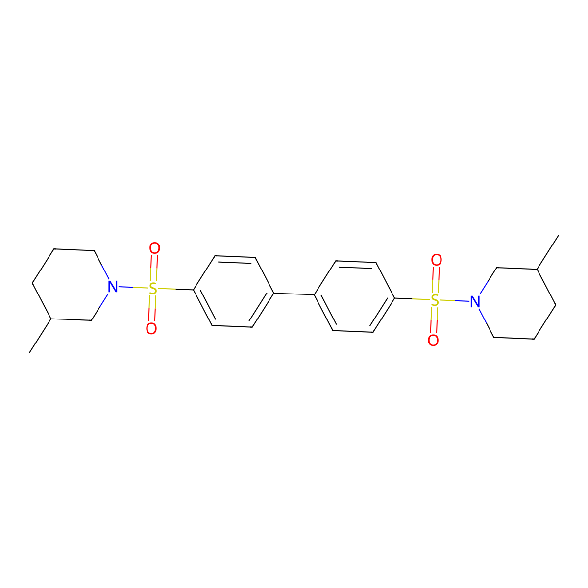3-Methyl-1-[4-[4-(3-methylpiperidin-1-yl)sulfonylphenyl]phenyl]sulfonylpiperidine molecular structure, CAS 496014-88-1