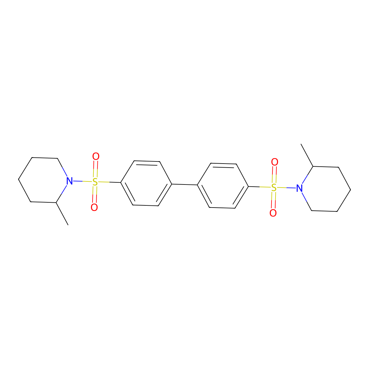 2-Methyl-1-({4'-[(2-methylpiperidin-1-yl)sulfonyl]-[1,1'-biphenyl]-4-yl}sulfonyl)piperidine molecular structure, CAS 496014-89-2