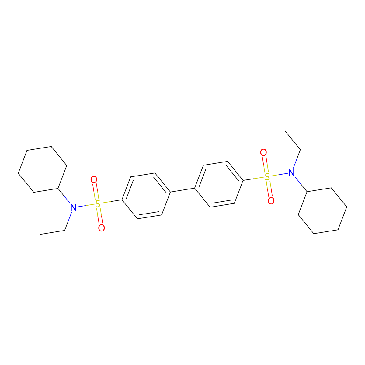 N4,N4'-dicyclohexyl-N4,N4'-diethyl-[1,1'-biphenyl]-4,4'-disulfonamide molecular structure, CAS 496014-91-6