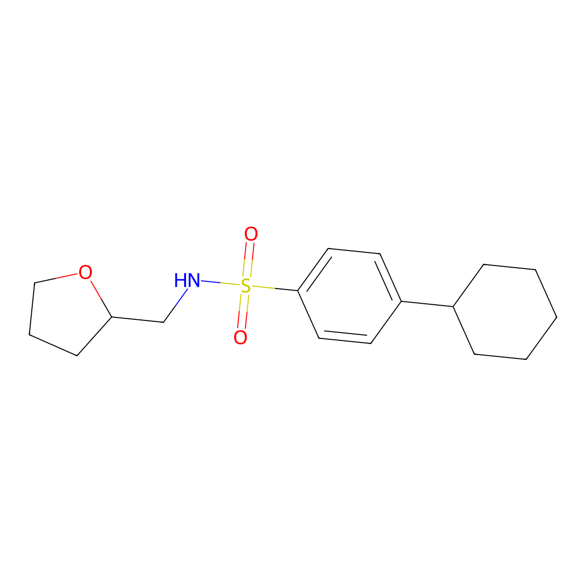 4-cyclohexyl-N-(tetrahydro-2-furanylmethyl)benzenesulfonamide molecular structure, CAS 496014-95-0