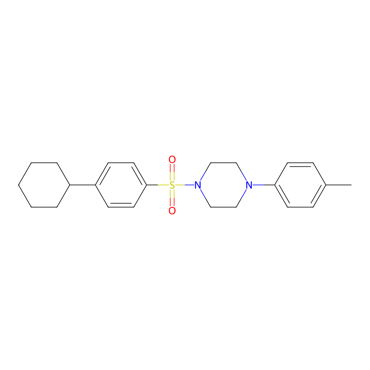 1-(4-Cyclohexylbenzenesulfonyl)-4-(4-methylphenyl)piperazine molecular structure, CAS 496015-00-0