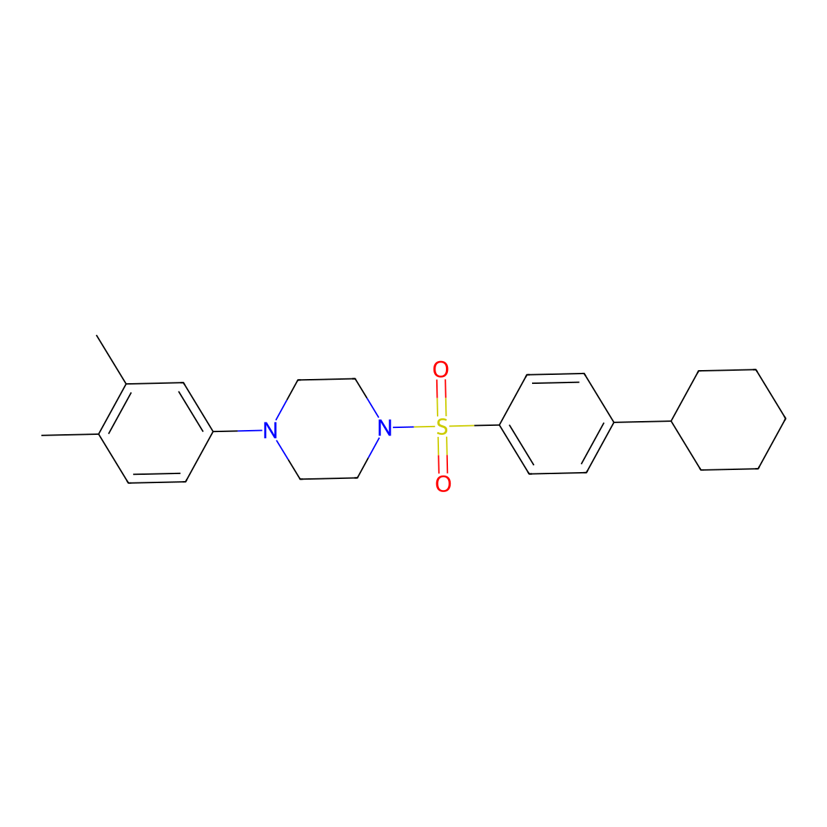 1-(4-Cyclohexylbenzenesulfonyl)-4-(3,4-dimethylphenyl)piperazine molecular structure, CAS 496015-01-1