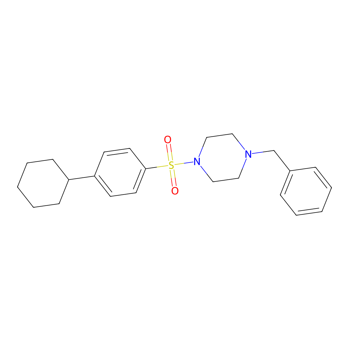 1-Benzyl-4-(4-cyclohexylbenzenesulfonyl)piperazine molecular structure, CAS 496015-05-5