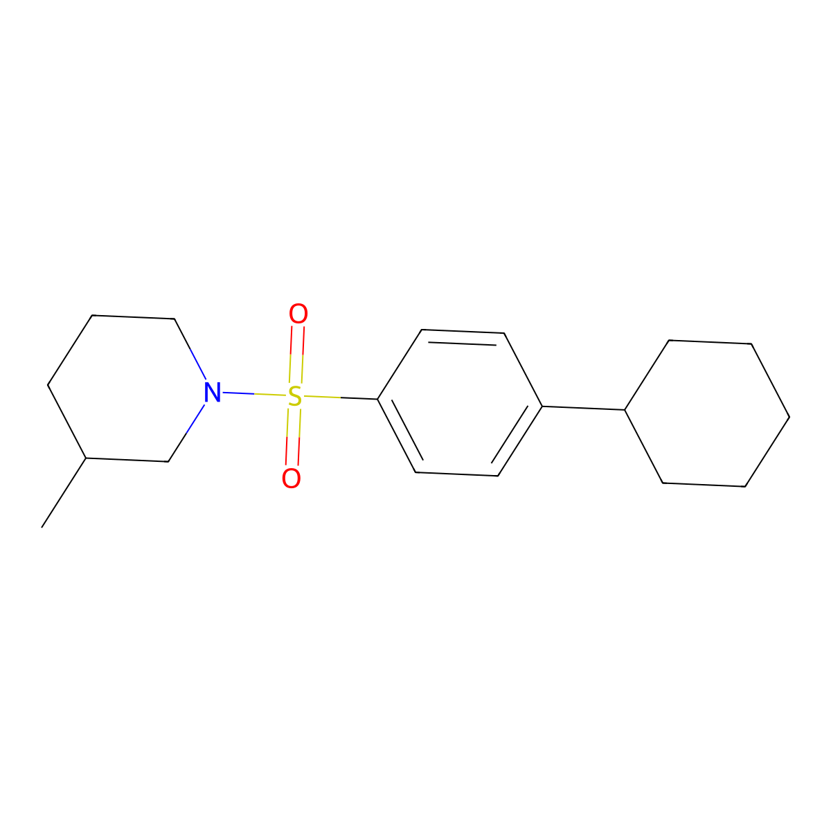 1-[(4-Cyclohexylphenyl)sulfonyl]-3-methylpiperidine molecular structure, CAS 496015-08-8