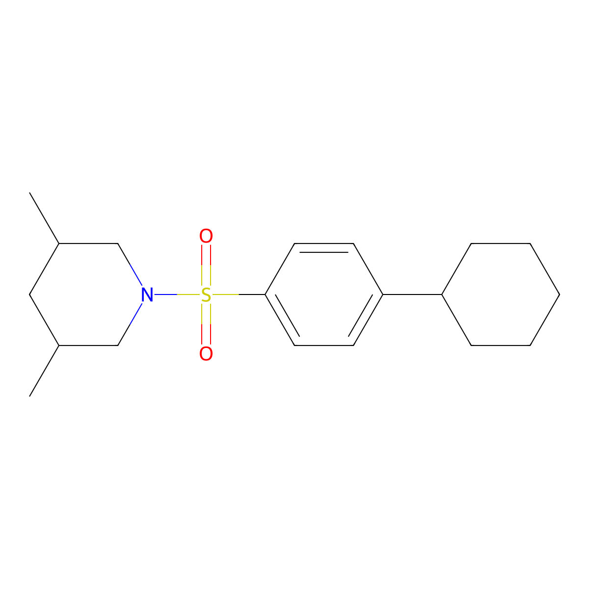 1-[(4-Cyclohexylphenyl)sulfonyl]-3,5-dimethylpiperidine molecular structure, CAS 496015-09-9