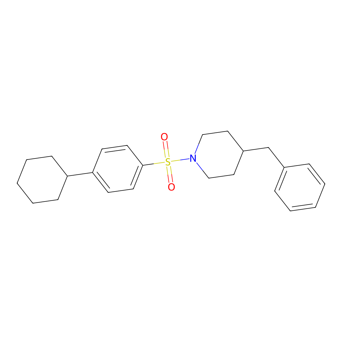 4-Benzyl-1-((4-cyclohexylphenyl)sulfonyl)piperidine molecular structure, CAS 496015-10-2