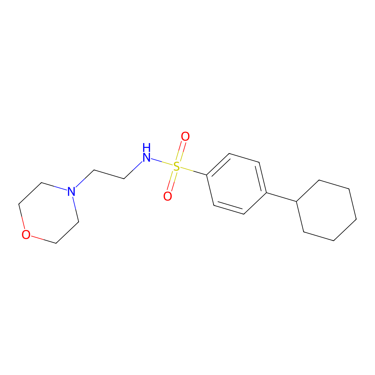 4-cyclohexyl-N-(2-morpholin-4-ylethyl)benzenesulfonamide molecular structure, CAS 496015-11-3