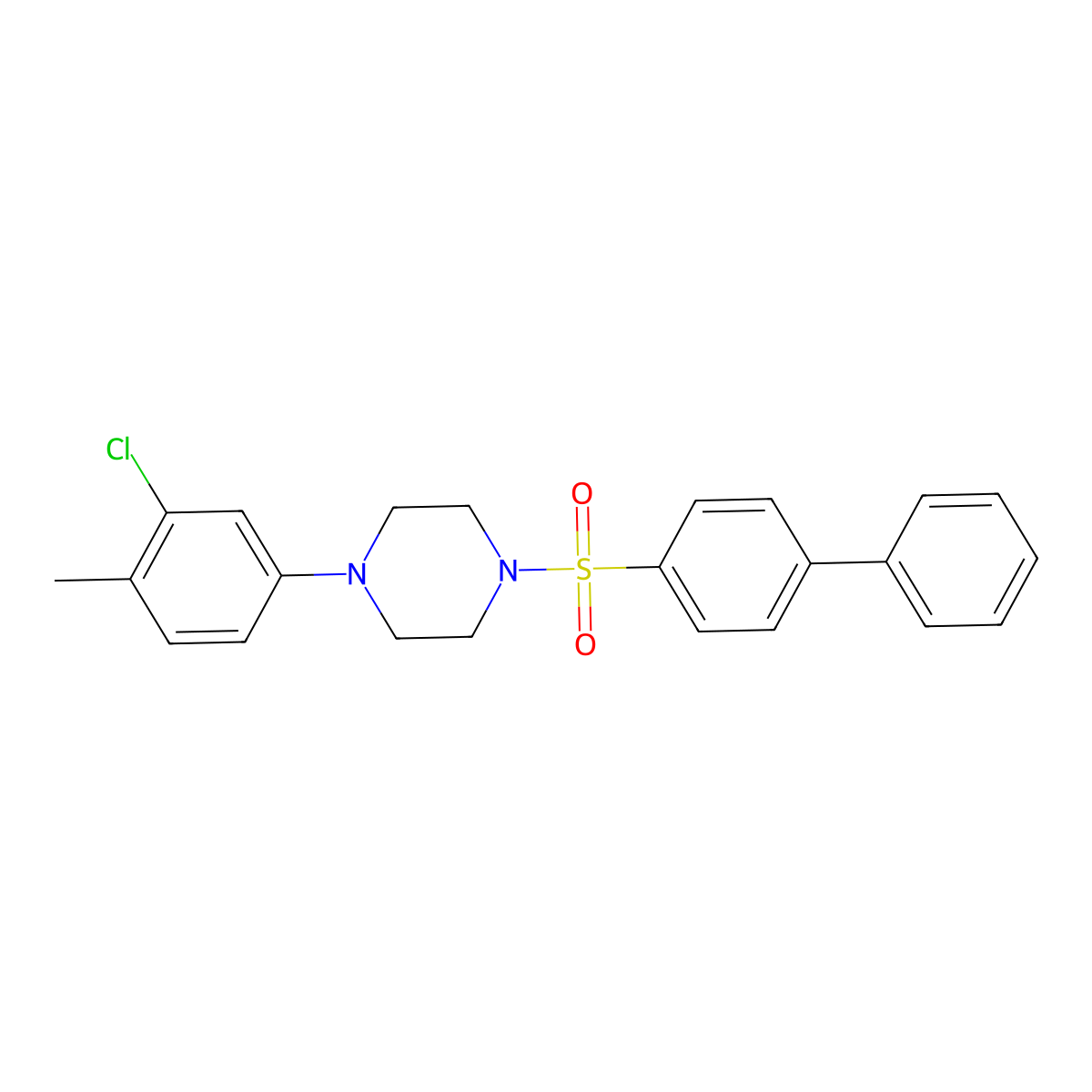 4-(3-Chloro-4-methylphenyl)-1-[(4-phenylphenyl)sulfonyl]piperazine molecular structure, CAS 496015-19-1