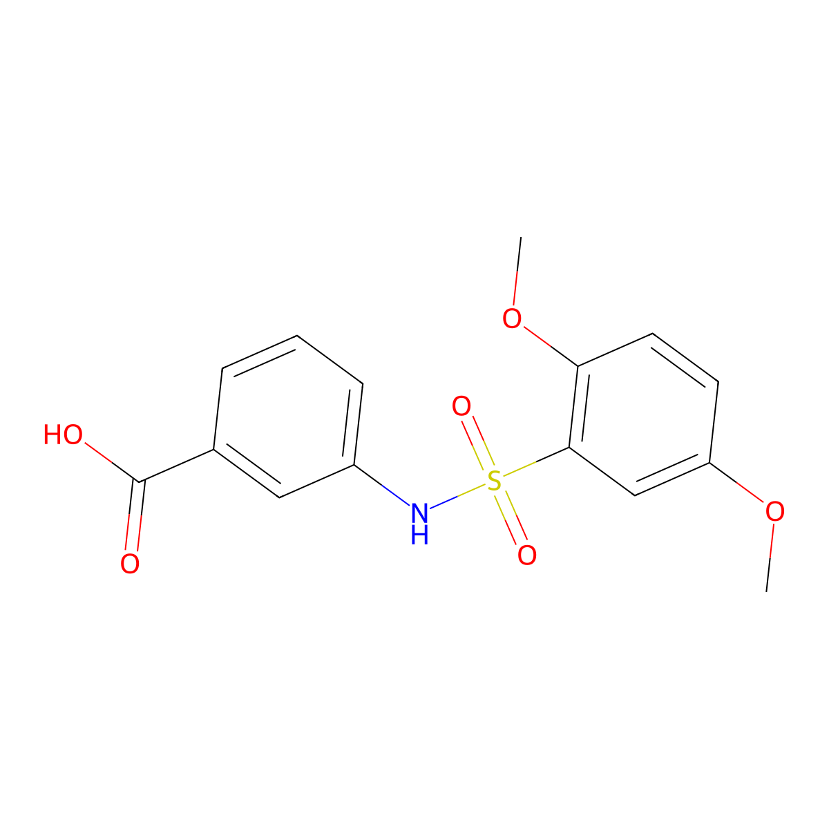 3-[(2,5-dimethoxyphenyl)sulfonylamino]benzoic Acid molecular structure, CAS 496015-38-4