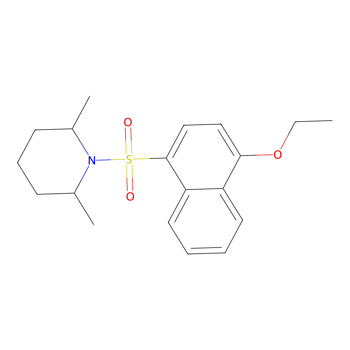 1-(4-Ethoxynaphthalen-1-yl)sulfonyl-2,6-dimethylpiperidine molecular structure, CAS 496015-46-4