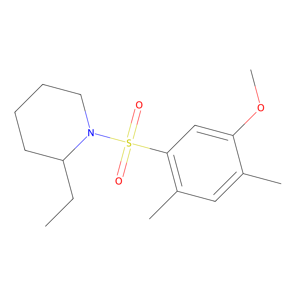 2-Ethyl-1-(5-methoxy-2,4-dimethylphenyl)sulfonylpiperidine molecular structure, CAS 496015-53-3